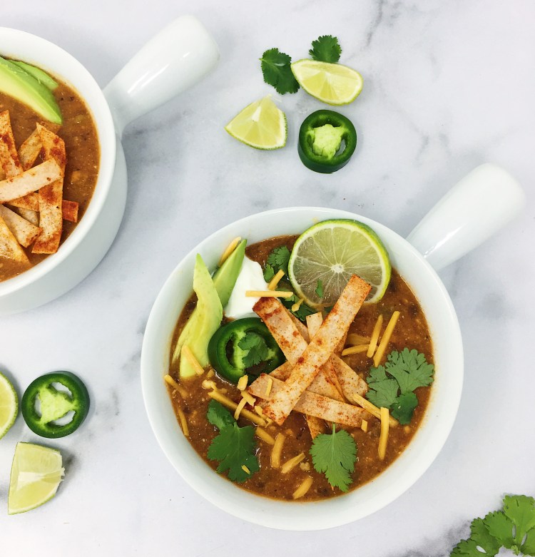 vegetarian tortilla soup with sweet potatoes