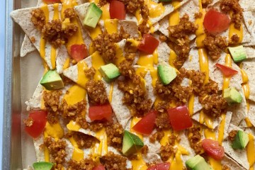 vegan nachos with walnut taco meat